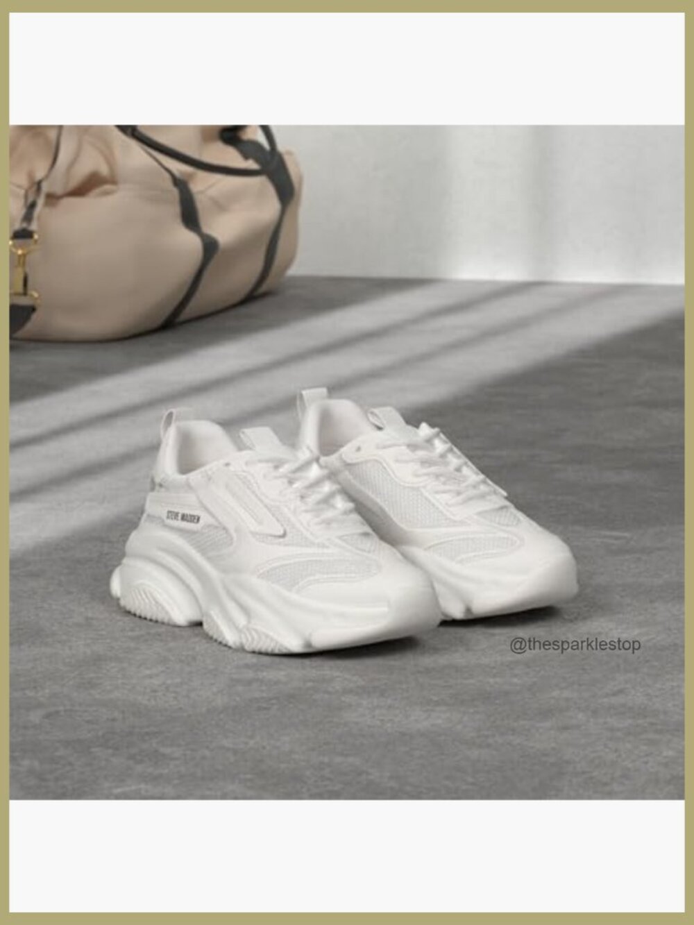 Chunky White Fashion Sneakers with 2.5" Platform Heel Lace-Up - Picture 2 of 4